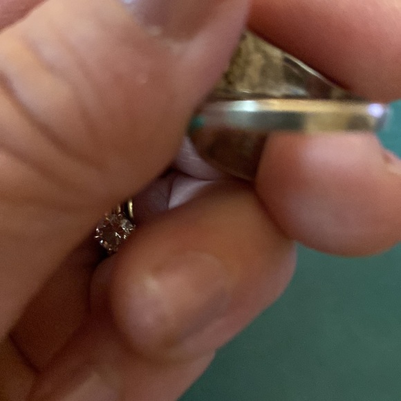 SIZE 6 Turquoise inlay style ring marked Silver SC I believe - Picture 3 of 6